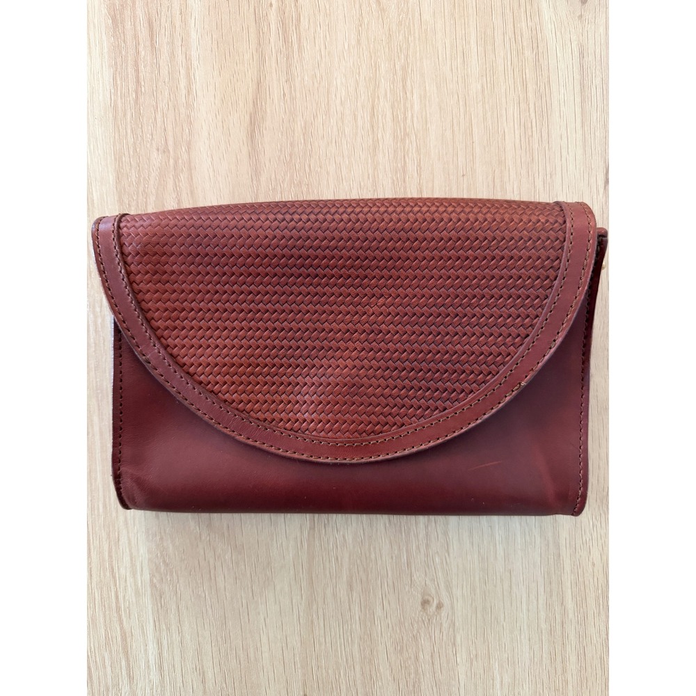 Nisolo Cleo Convertible Crossbody Clutch Bag Brandy Woven Leather Boho Western - Picture 3 of 14